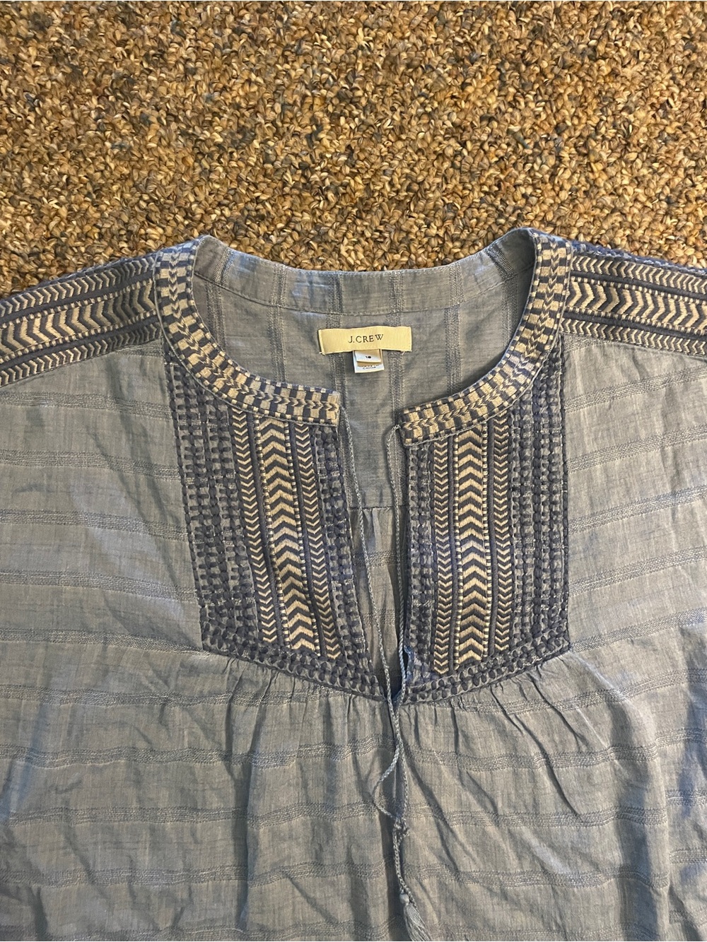 J. Crew Teen size 16 Blue Boho Long Sleeve Blouse